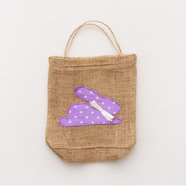 Подарочная упаковка-сумка эко с сиреневым зайчиком