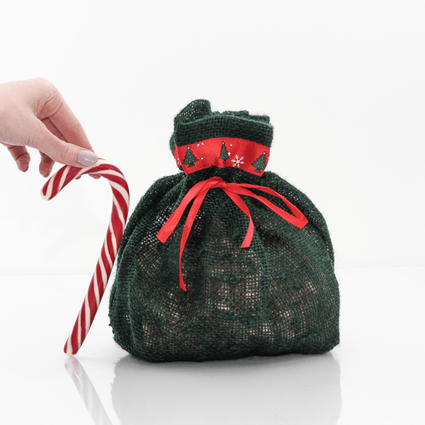 Упаковка мешочек для рождественских подарков зеленый